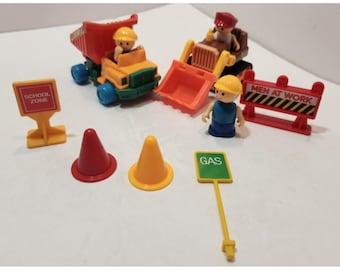 Vtg 1985 Li’l Playmates Construction Set Replacement Pieces Bulldozer Figures +