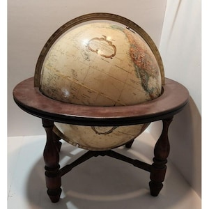 Vtg Replogle 12 Inch Diameter Globe World Classic w/Wood Stand Made In USA