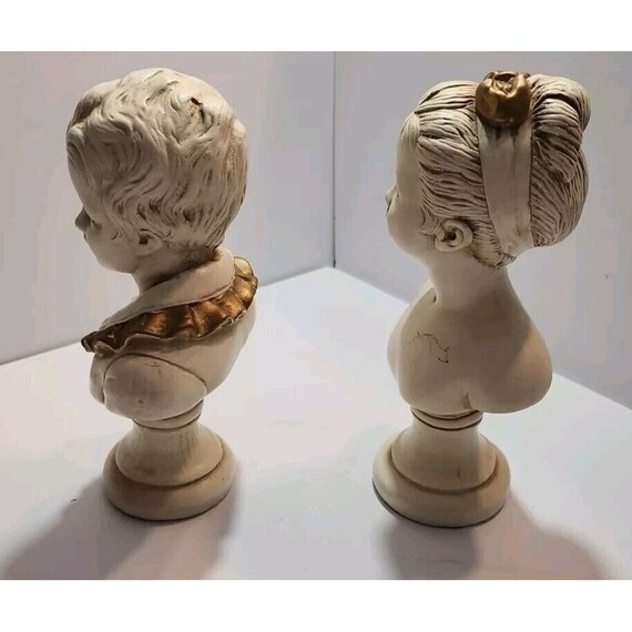 Alexander Backer Chalkware Children Victorian Art Boy Girl Bust