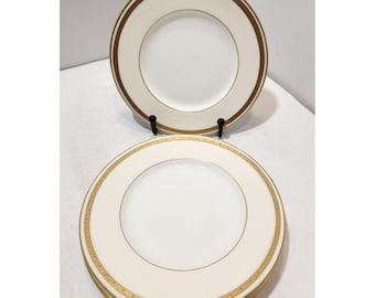 Vtg Mintons H3251 Bread And Butter Plates Set Of 4 Gold Embossed Cream Rim