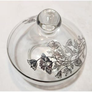 Vtg Silver City Flanders Poppy Sterling Silver Overlay Crystal Candy DIsh & Lid
