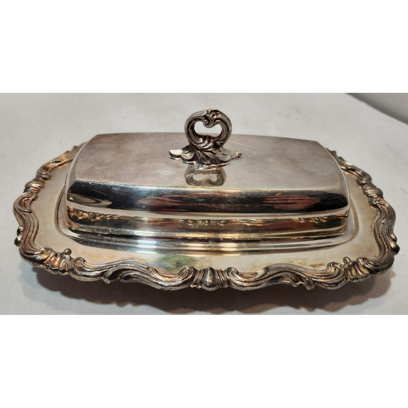 Vtg F.B. Rogers Silver Co. 1959X Silverplate Covered Butter Dish W