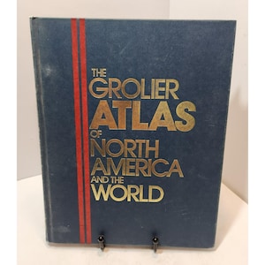 1984 Hardcover Grolier Atlas von Nordamerika und der Welt