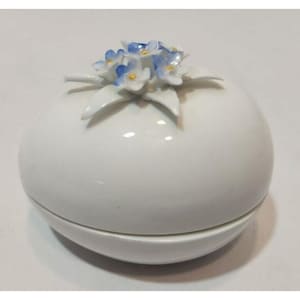 VTG Goldene Krone E & R England Fine Bone China Handbemalte Eiförmige Schmuckschatulle