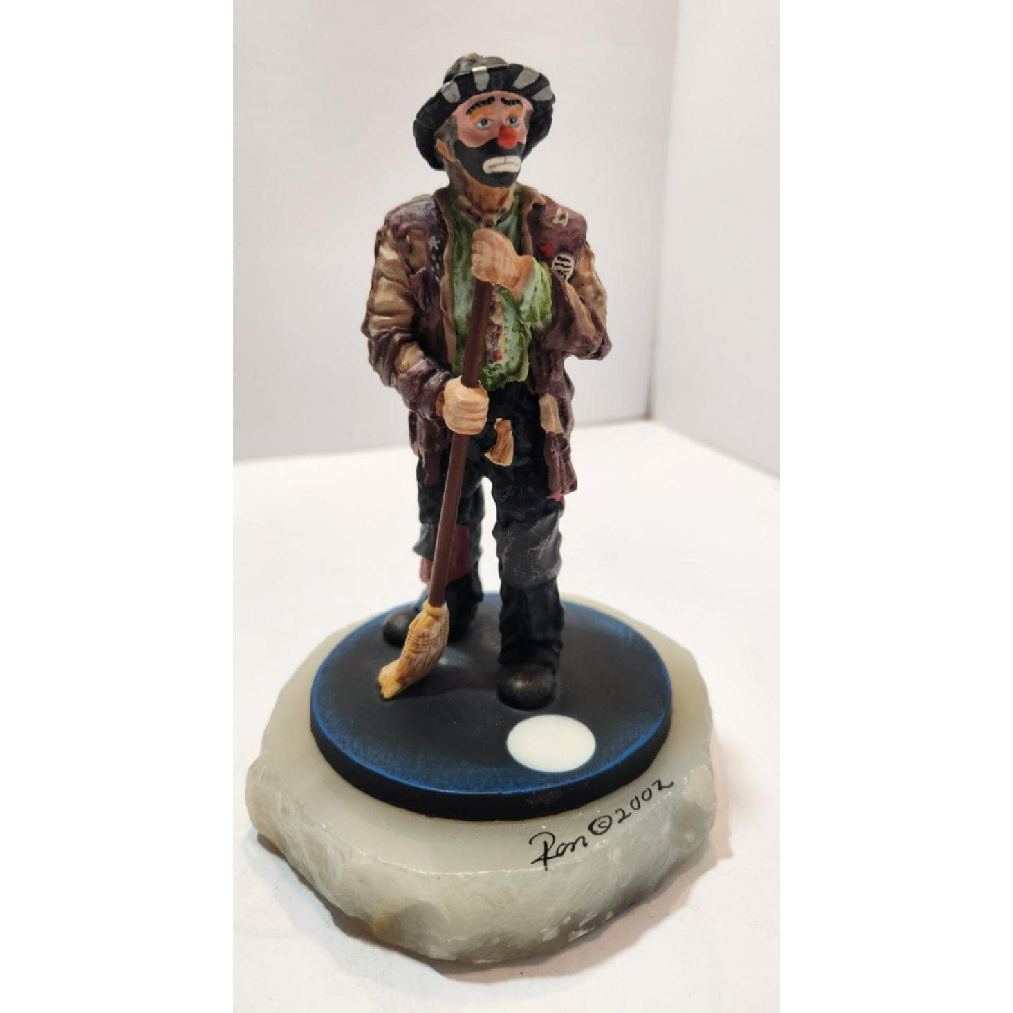 Vtg Ron Lee Emmett Kelly Jr Clown Figurine on Marble Base Signed Vtg Ron Lee Emmett Kelly Jr Clown Figurine on Marble Base Signed