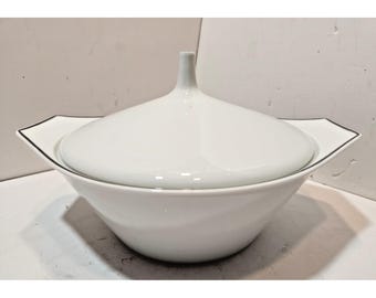 VTG Rosenthal Mid Century witte platina rand met porselein beklede braadpan D