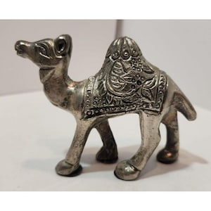 Vtg 800 Silver Arabian Camel Miniature Figurine/Statue 3 1/8&quot; Single Hump