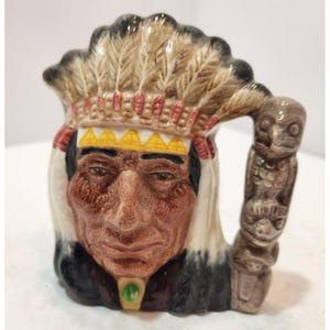 Vintage 1966 Royal Doulton North American Indian Character Jug D6614 - 4 Inches