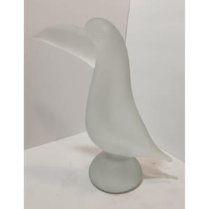 Vintage Lalique Style Art Deco Frosted Glass Bird 6 lbs 11.75&quot; Tall 10&quot; Long