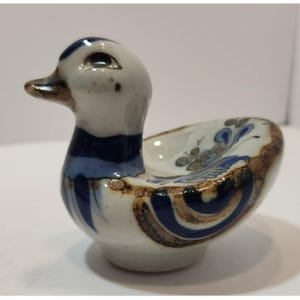Vtg Ken Edwards El Palomar Tonala Mexico Pottery Duck Figurine Ring Dish Signed
