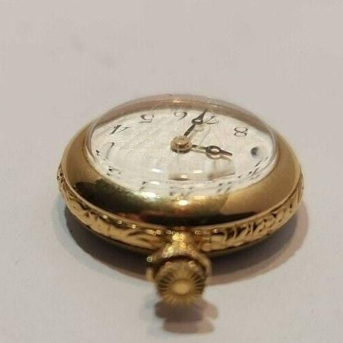 Vtg Caravelle Pocket Watch Manuel WInding 28mm Gold Plated Swiss Made Untested Caravelle Pocket Watch, Swiss Made Bulova Pocket Watch, Gold  main image 4