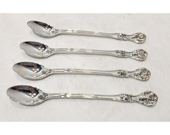 Vintage F B Rogers Silverplate French Rose Iced Tea Spoons 7 3/4"