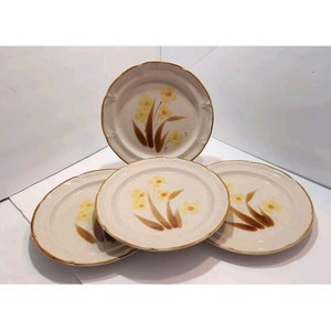 Vtg Retro Wellington Hearthside Classics Hand Painted Stoneware Dinner Plates 4