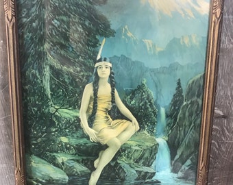 Indian Maiden with Peace Pipe Pin Up 11 x 14/" Photo Print