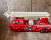 Vtg 1950 39 s Horikawa Mystery Action Battery Operated Fire Engine Action Tin Toy Japan W Box