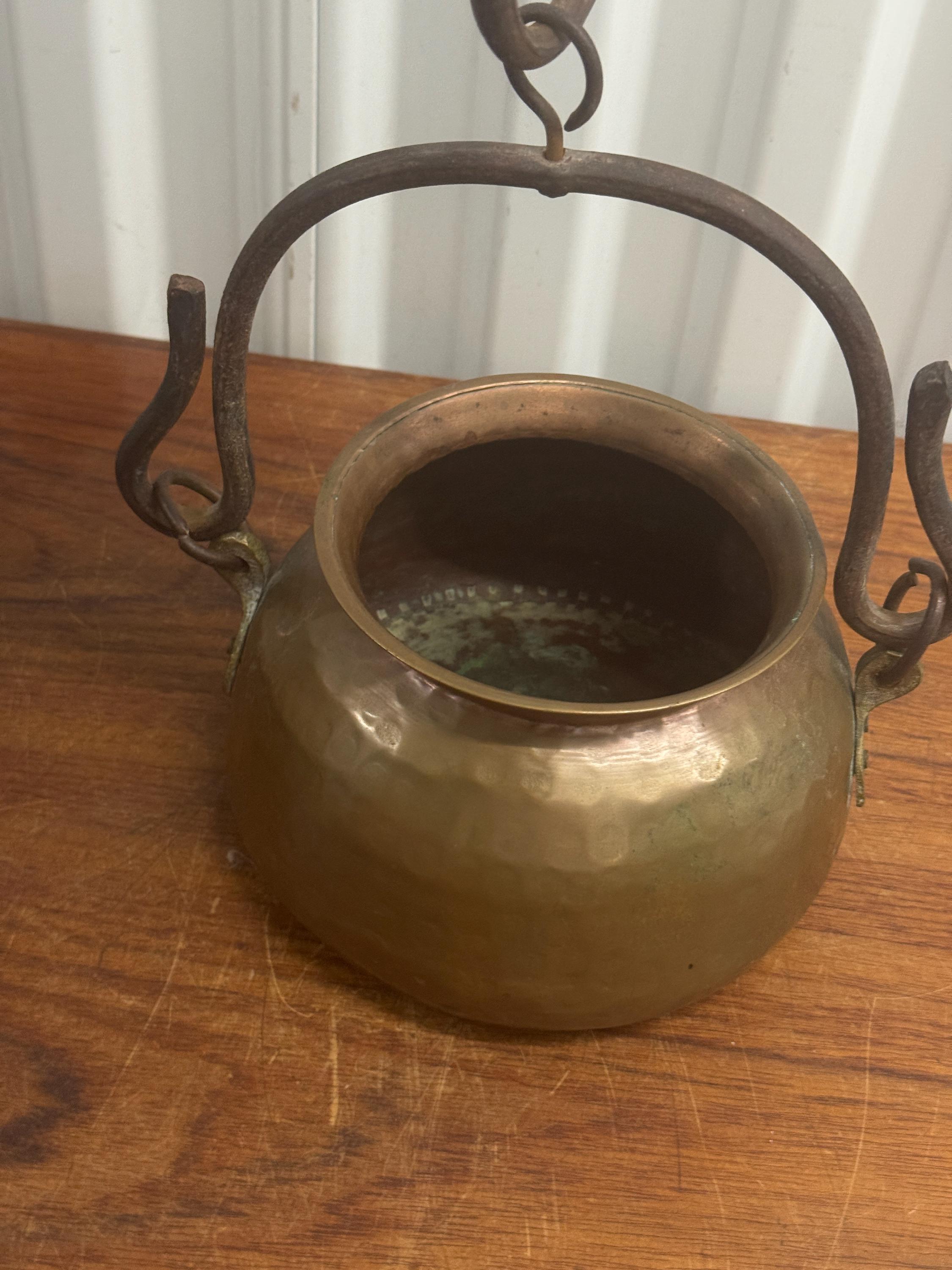 Antique Hand Hammered Copper Cauldron With Hanging Handle - Etsy