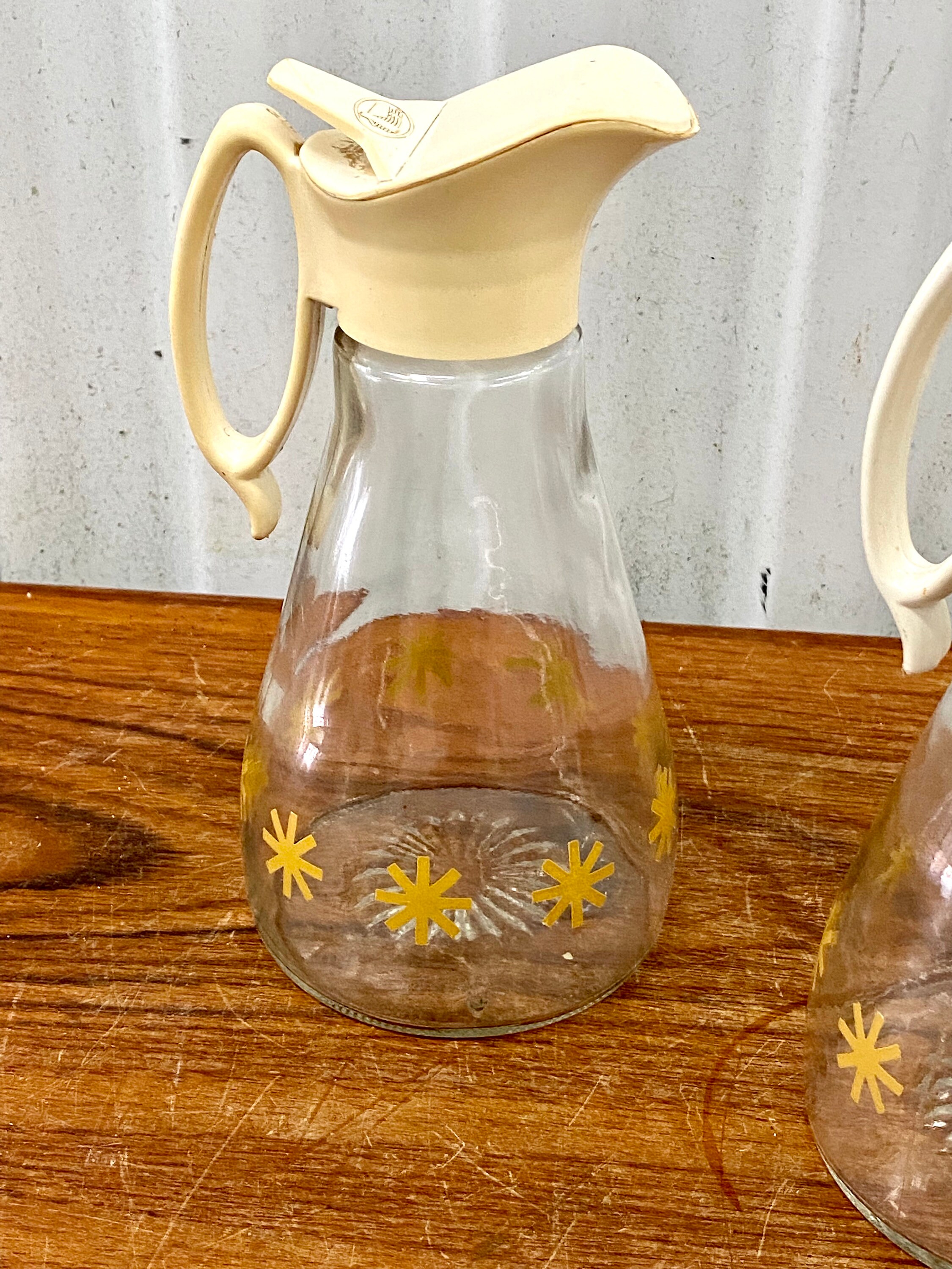 Syrup Atom Set of 2 Vintage Atomic Starburst Syrup Glass Dispensers Mid Century - Etsy