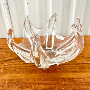 Vintage Vannes Cristal Mid Century moderne französische Kristallglas Herzstück Schale