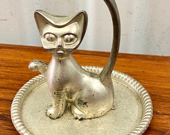 Figurines Anciennes Trois Chats Siamois – Étain Et Laiton, Style Art Déco