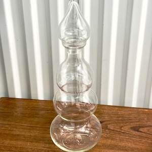 Vintage midden van de eeuw helderglazen dubbele fles Genie-fleskaraf met stop
