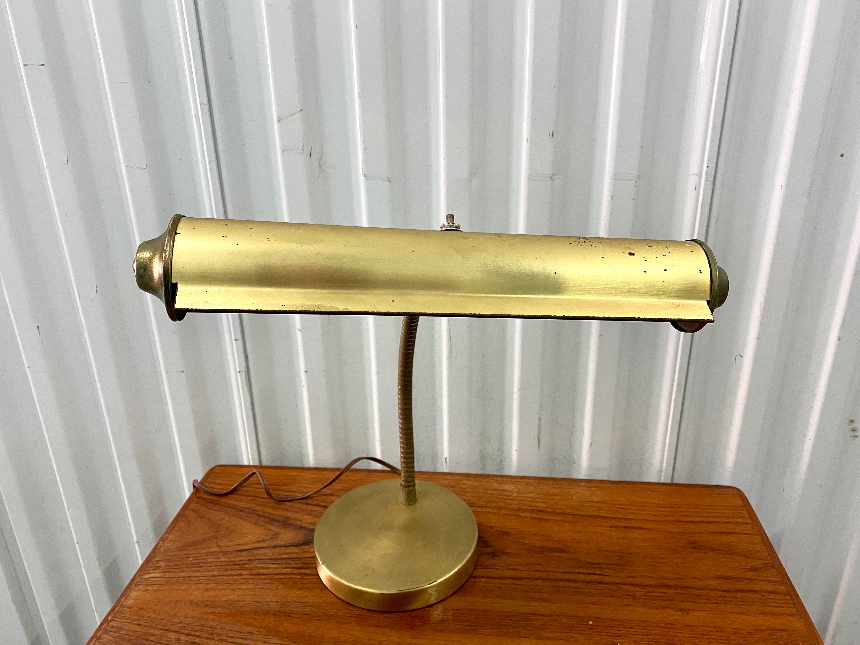 Vintage Mid Century Gooseneck Brass Desk bankers Lamp Etsy UK