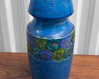 Vintage Mid Century Bittosi For Rosenthal Netter Rimini Blue Floral Vase