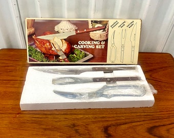 Vintage Yax Rosewood Handle Cooking & Carving Set NOS Made in Japan