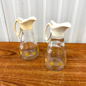 Set Of 2 Vintage Atomic Starburst Syrup Glass Dispensers Mid Century