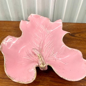 Mid Century Vintage California Org Large Pink With Gold Serving Tray