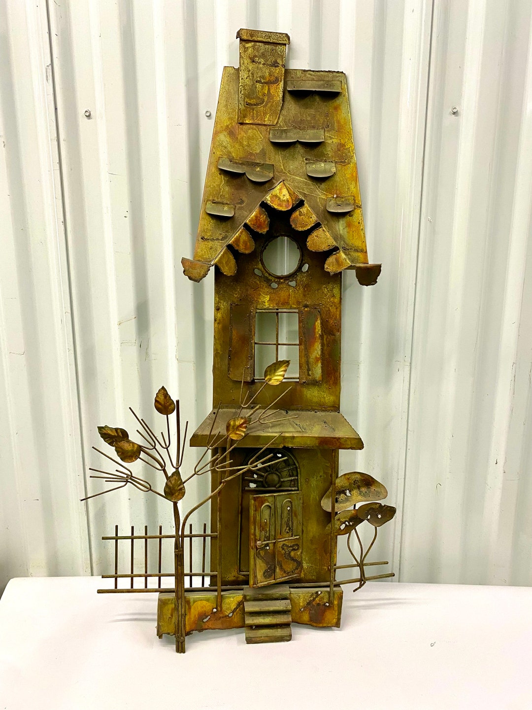 Mid Century Vintage Bronze Metal Wall Art Sculpture in Style of C. Jerre Etsy