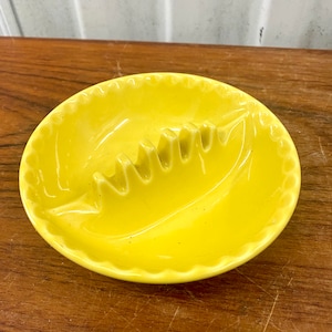 Vintage Mid Century Anholt Denver Colorado Yellow Ceramic Ashtray