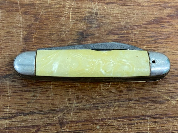 Vintage Hammer Brand Pocket Knife Single Blade 3 Tools 