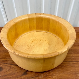 Vintage Mid Century Richard Nissen Denmark Staved Beech Wood Salad Bowl
