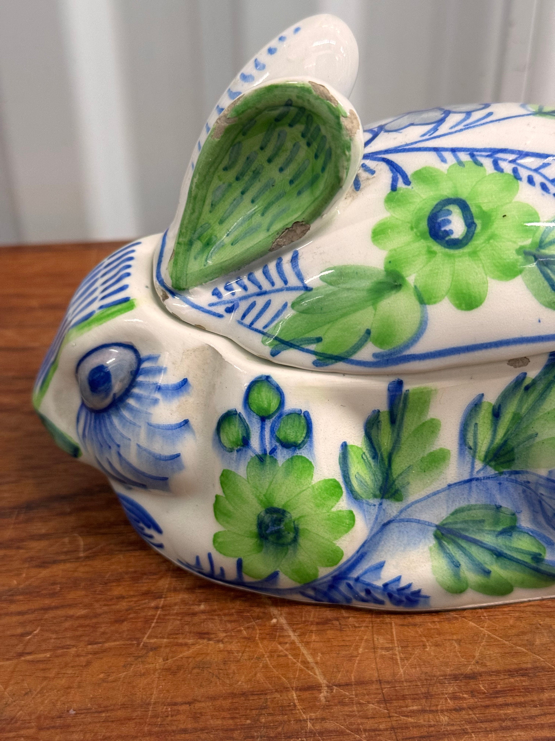 Geo Rabbit Paris Tureen Vintage Hand Painted Floral Rabbit Tureen Made in Spain - Etsy