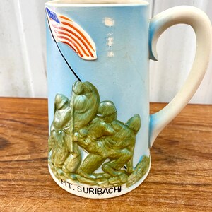 Vintage Iwo Jima Mount Suribachi Commemorative Ceramic Beer Mug - Made In Japan