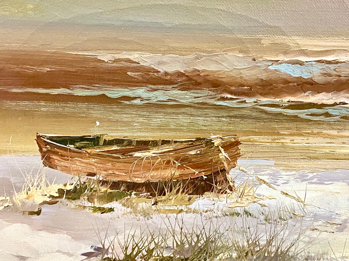 Orgional Karl Neumann Oil Paitning Canvas Large Seascape Beach Etsy