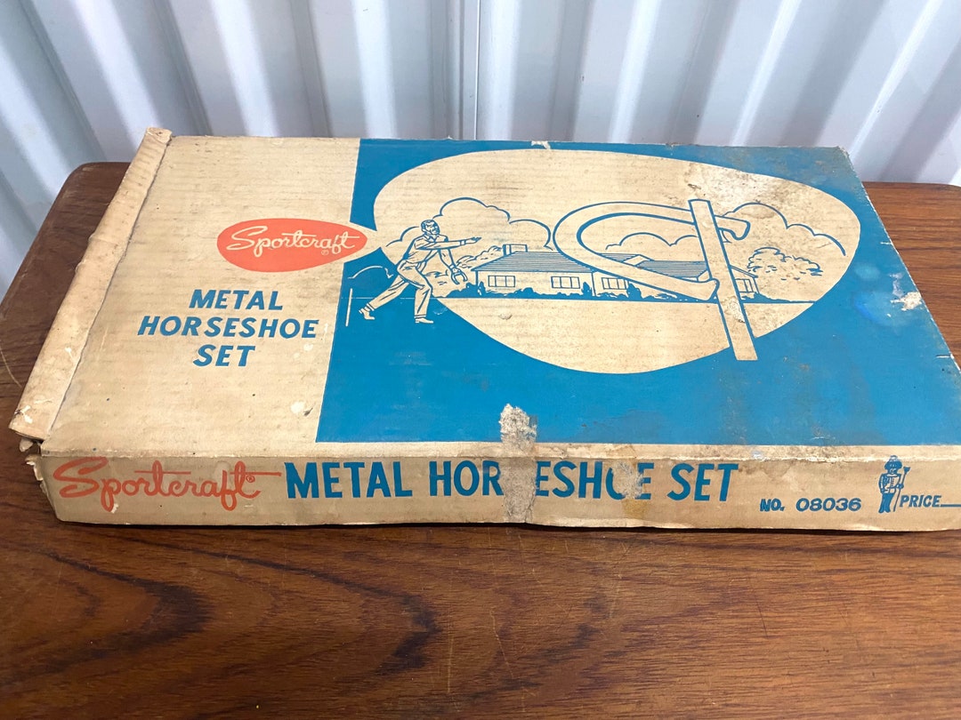 Vintage Mid Century Sportscraft Metal Horseshoe Set in Box Etsy