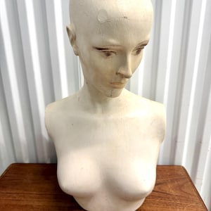 Antique Vintage Chalkware Bust Head Mannequin Art Deco Style