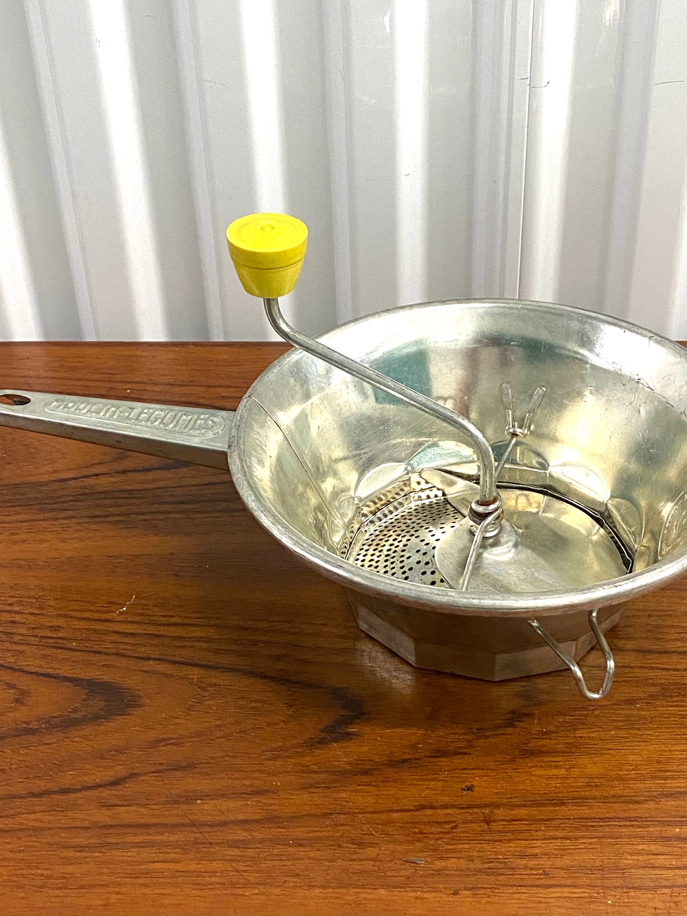 Vintage Pureeing/ Canning Food Mill, Old Time Hand Operated Kitchen Tool,  Rustic Tin Vegetable Press/ Strainer, Kitchenware Cook Decor Gift 