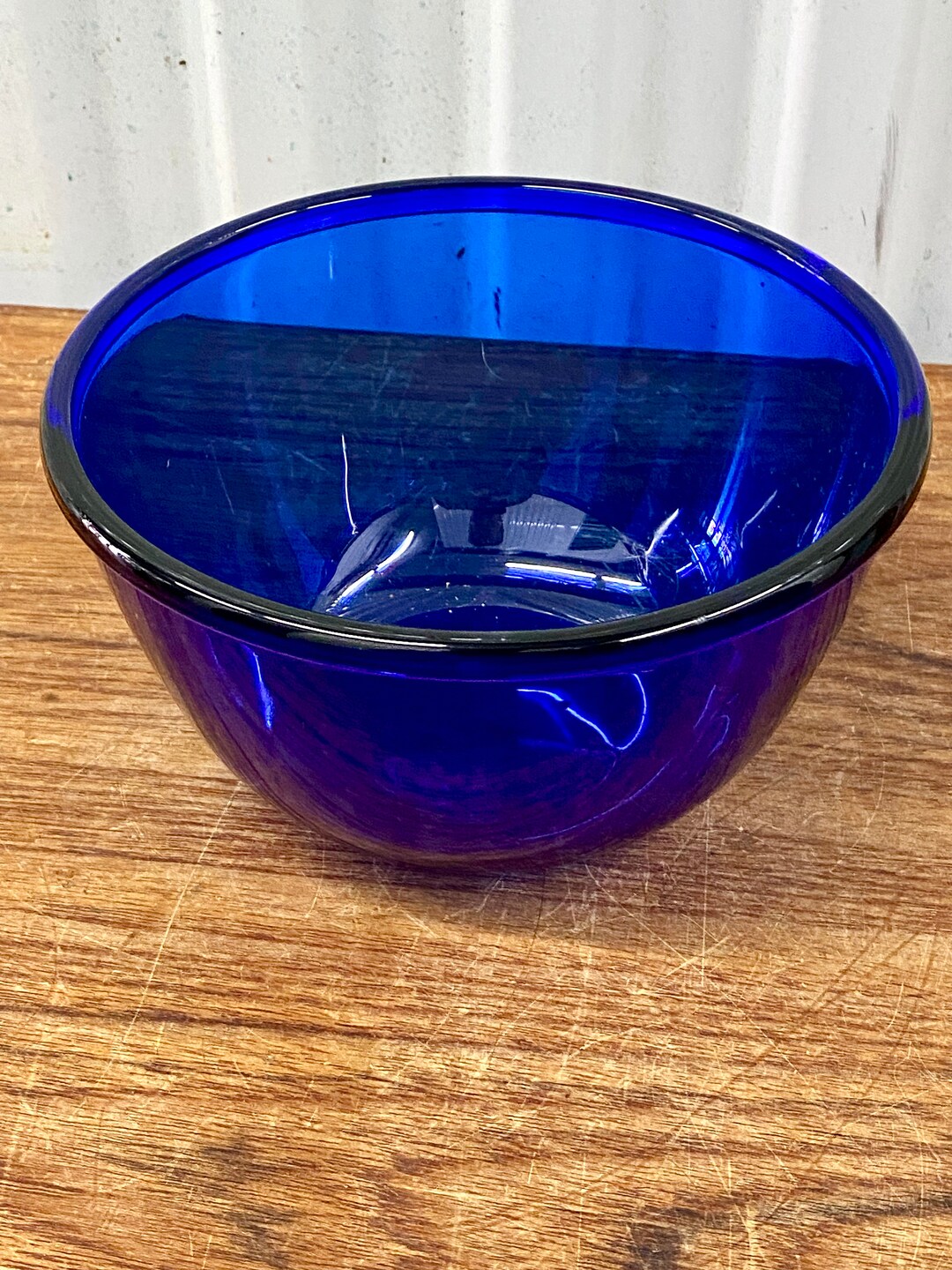 Mid Century Vintage Glcoloc Cobalt Blue Glass Serving Bowl Etsy