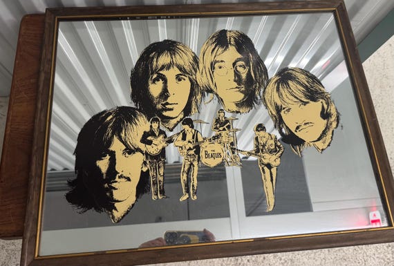 Vintage Beatles 1970s Mirror Framed 26 X 20 - Etsy