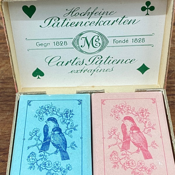 Vintage Antique Patience Mini Playing Cards, Double Decks Swiss Made