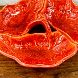 Plat de service divisé en poterie orange californienne vintage du milieu du siècle 895