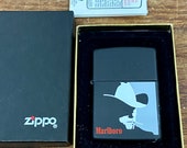 Vintage Zippo Lighter Marlboro Man Black Logo