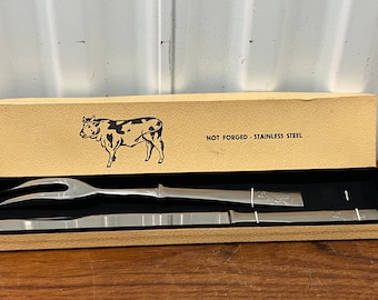 Vintage Austrian Hot Forged Steel Beef Carving Set New Old Stock