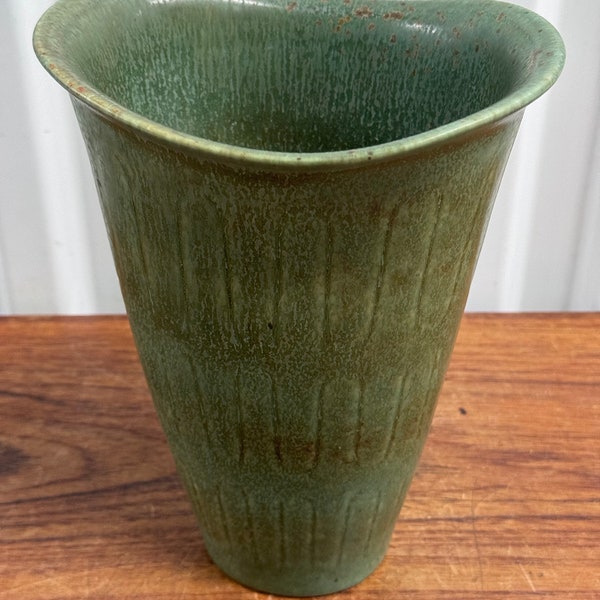 Vintage Mid Century Gunnar Nyland Rorstrand Sweden Turquoise Green Ceramic Vase