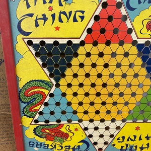 Vintage J Pressman & Co., Inc. NY Hop Ching Chinese Checker Game Board 1950&#39;s