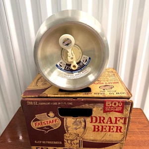Vintage Falstaff Beer Draft Tapper Mini Fass Fass w / Originalkarton leer
