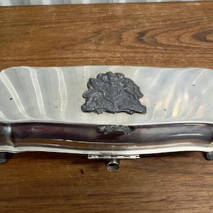 Vintage Silverplate Footed Silent Butler Crumb Catcher Royal Crest