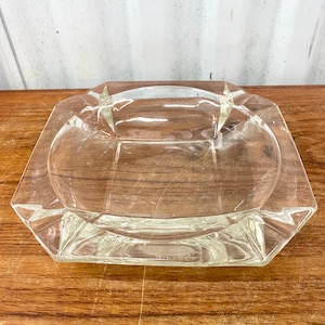 Vintage Mid Century Large Clear Cut Crystal Ashtray